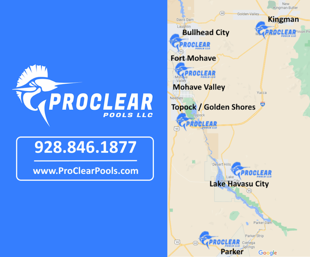 Mohave County Pool Services Map, Serving Lake Havasu City, Parker, Topock, Golden Shores, Fort Mohave, Bullhead City, Kingman and Mohave Valley, Arizona